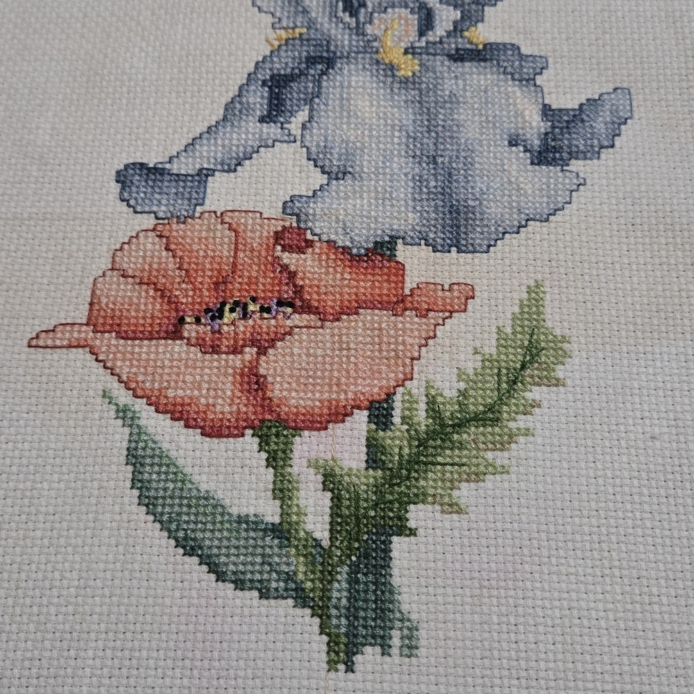 Floral Cross-Stitch Wall Art Ready Yo FRAME